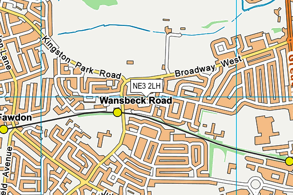 NE3 2LH map - OS VectorMap District (Ordnance Survey)