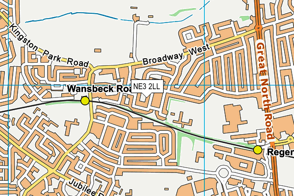 NE3 2LL map - OS VectorMap District (Ordnance Survey)