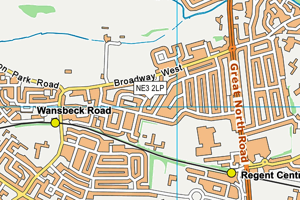 NE3 2LP map - OS VectorMap District (Ordnance Survey)