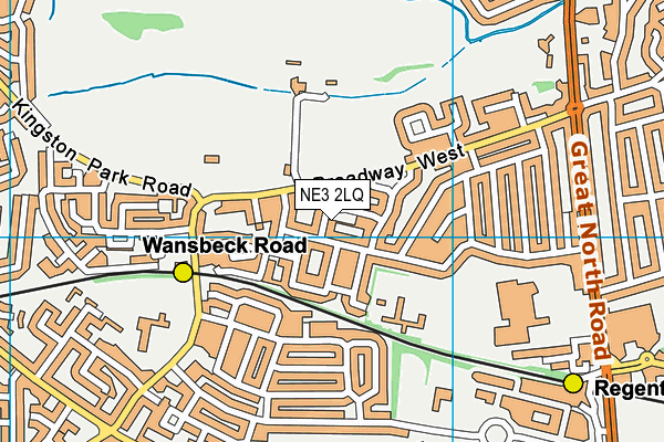 NE3 2LQ map - OS VectorMap District (Ordnance Survey)