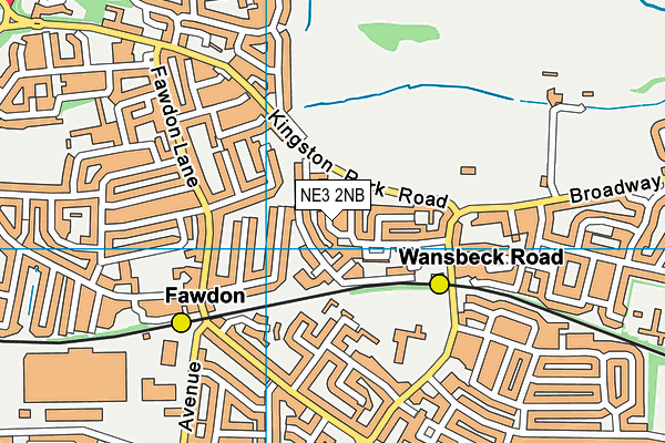 NE3 2NB map - OS VectorMap District (Ordnance Survey)
