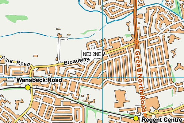 NE3 2NE map - OS VectorMap District (Ordnance Survey)