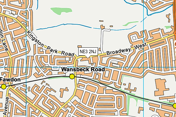 NE3 2NJ map - OS VectorMap District (Ordnance Survey)