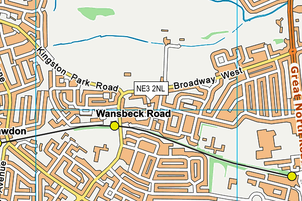 NE3 2NL map - OS VectorMap District (Ordnance Survey)