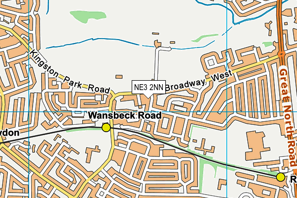 NE3 2NN map - OS VectorMap District (Ordnance Survey)