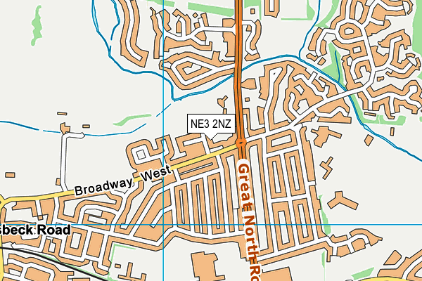 NE3 2NZ map - OS VectorMap District (Ordnance Survey)