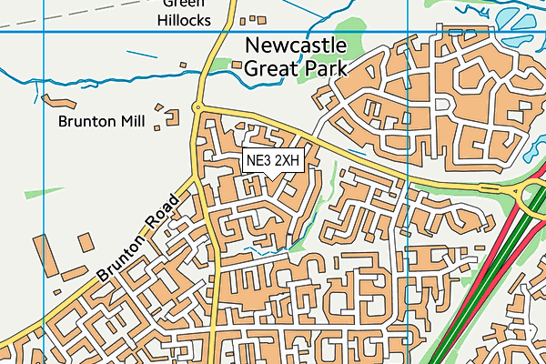 NE3 2XH map - OS VectorMap District (Ordnance Survey)