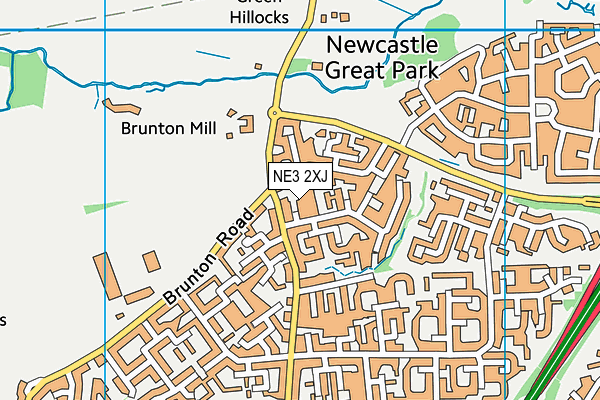 NE3 2XJ map - OS VectorMap District (Ordnance Survey)