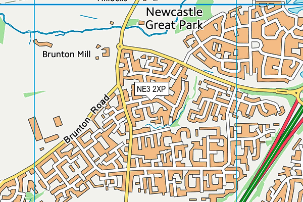 NE3 2XP map - OS VectorMap District (Ordnance Survey)