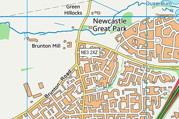 NE3 2XZ map - OS VectorMap District (Ordnance Survey)