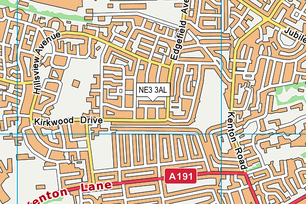 NE3 3AL map - OS VectorMap District (Ordnance Survey)