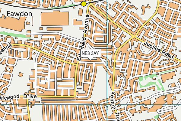 NE3 3AY map - OS VectorMap District (Ordnance Survey)