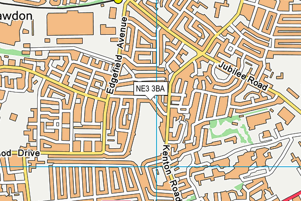 NE3 3BA map - OS VectorMap District (Ordnance Survey)