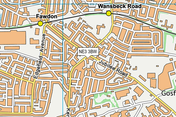 NE3 3BW map - OS VectorMap District (Ordnance Survey)