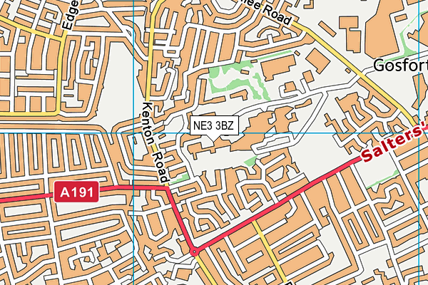 NE3 3BZ map - OS VectorMap District (Ordnance Survey)