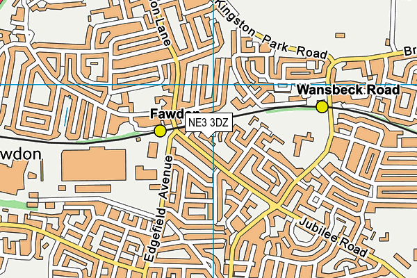 NE3 3DZ map - OS VectorMap District (Ordnance Survey)