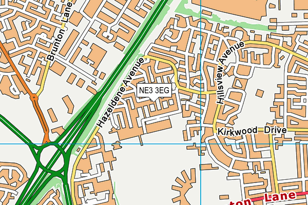 NE3 3EG map - OS VectorMap District (Ordnance Survey)