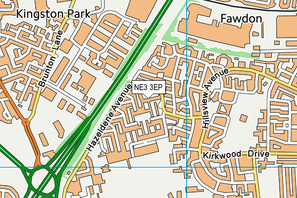 NE3 3EP map - OS VectorMap District (Ordnance Survey)