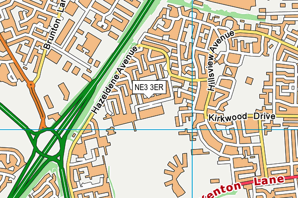 NE3 3ER map - OS VectorMap District (Ordnance Survey)