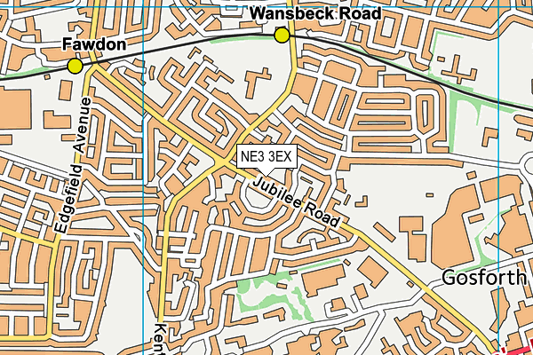 NE3 3EX map - OS VectorMap District (Ordnance Survey)