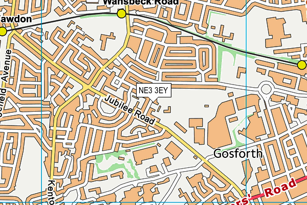 NE3 3EY map - OS VectorMap District (Ordnance Survey)