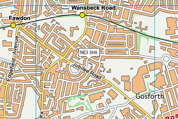 NE3 3HA map - OS VectorMap District (Ordnance Survey)