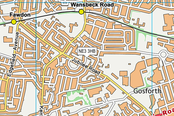 NE3 3HB map - OS VectorMap District (Ordnance Survey)