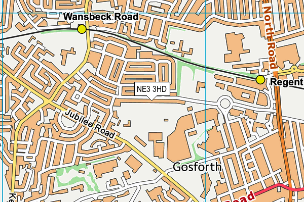 NE3 3HD map - OS VectorMap District (Ordnance Survey)