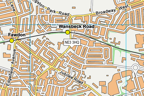 NE3 3HQ map - OS VectorMap District (Ordnance Survey)