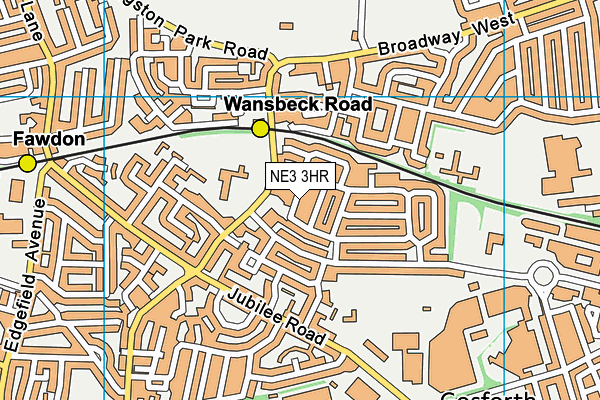 NE3 3HR map - OS VectorMap District (Ordnance Survey)