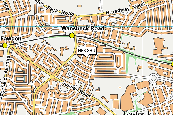NE3 3HU map - OS VectorMap District (Ordnance Survey)