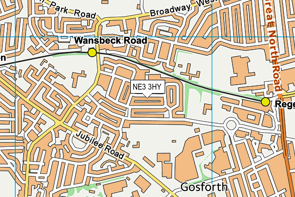 NE3 3HY map - OS VectorMap District (Ordnance Survey)