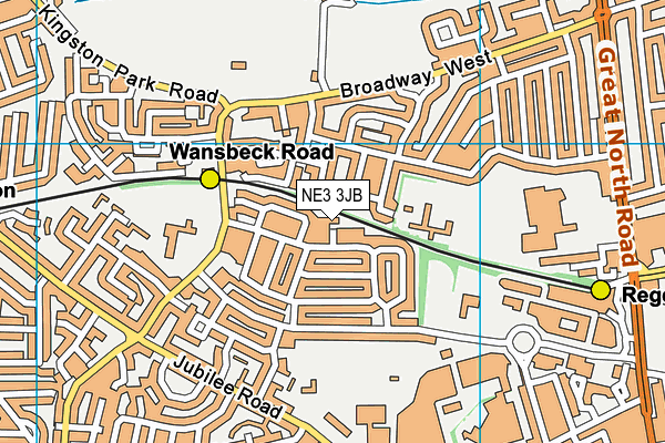 NE3 3JB map - OS VectorMap District (Ordnance Survey)