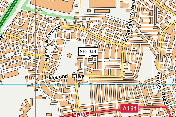 NE3 3JS map - OS VectorMap District (Ordnance Survey)