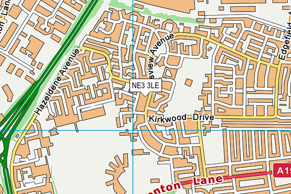 NE3 3LE map - OS VectorMap District (Ordnance Survey)