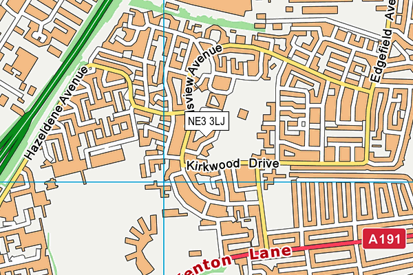 NE3 3LJ map - OS VectorMap District (Ordnance Survey)