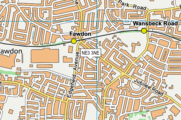 NE3 3NE map - OS VectorMap District (Ordnance Survey)