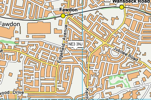 NE3 3NJ map - OS VectorMap District (Ordnance Survey)