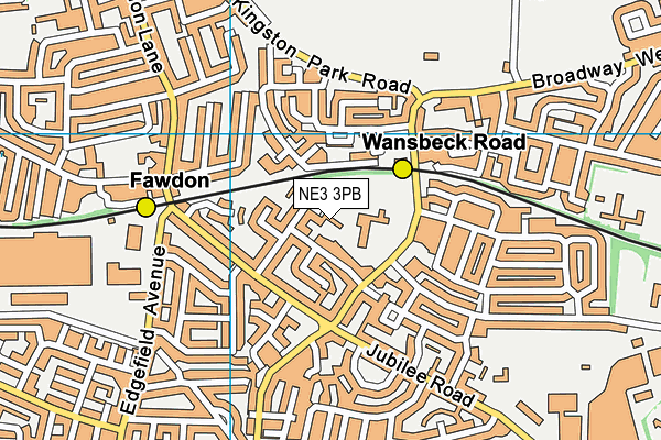 NE3 3PB map - OS VectorMap District (Ordnance Survey)