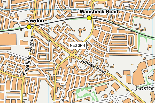 NE3 3PH map - OS VectorMap District (Ordnance Survey)