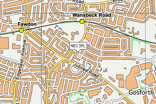 NE3 3PL map - OS VectorMap District (Ordnance Survey)
