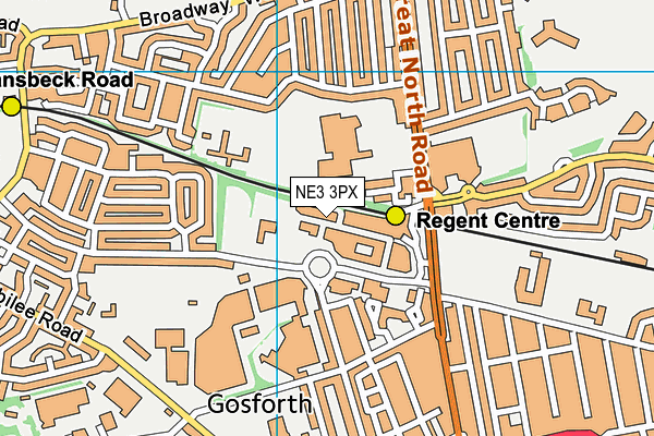 NE3 3PX map - OS VectorMap District (Ordnance Survey)