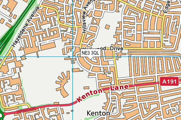 NE3 3QL map - OS VectorMap District (Ordnance Survey)