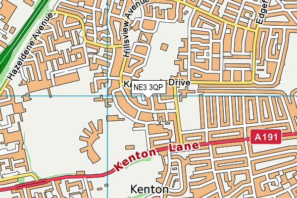 NE3 3QP map - OS VectorMap District (Ordnance Survey)