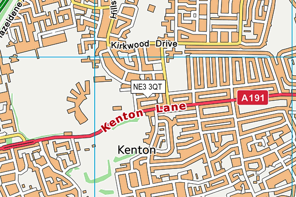NE3 3QT map - OS VectorMap District (Ordnance Survey)