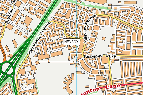NE3 3QX map - OS VectorMap District (Ordnance Survey)