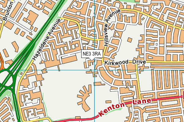 NE3 3RA map - OS VectorMap District (Ordnance Survey)