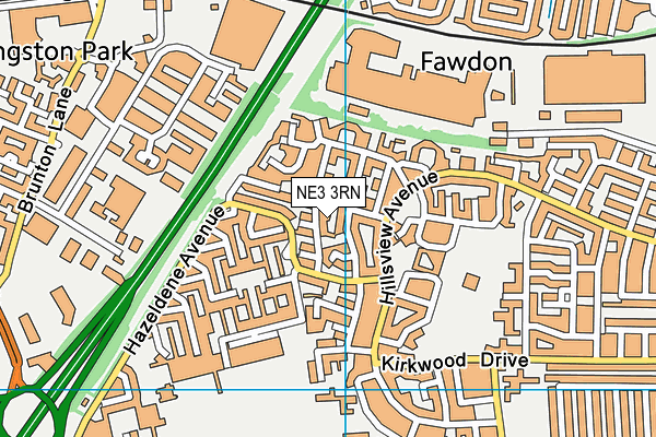 NE3 3RN map - OS VectorMap District (Ordnance Survey)
