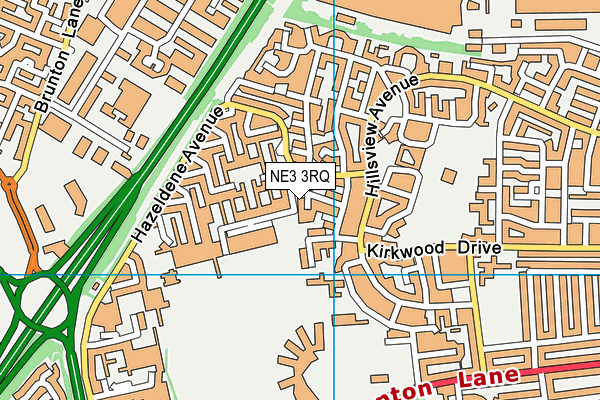 NE3 3RQ map - OS VectorMap District (Ordnance Survey)