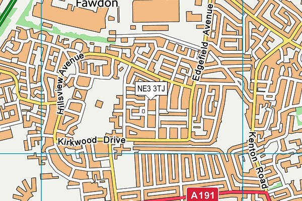 NE3 3TJ map - OS VectorMap District (Ordnance Survey)